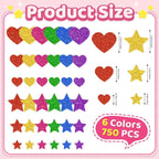 750Pcs Foam Stickers, Colorful Foam Shape Stickers Self Adhesive Star Heart - Image 2
