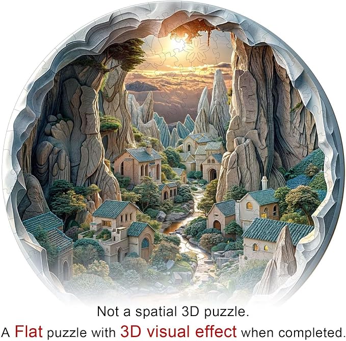 Wooden Puzzles Adults, 3D Cave Forest Puzzle 300 Pieces, Unique Animal Shaped - Image 2