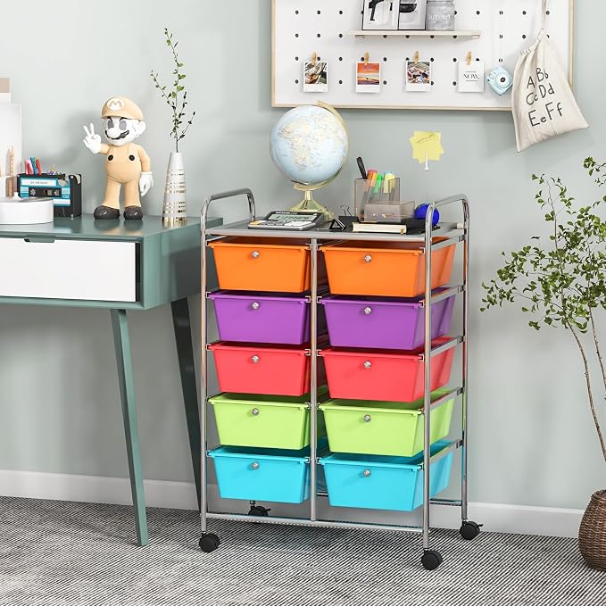 Giantex 10 Drawers Rolling Cart, Classroom Organizers, Storage Cart - Image 4