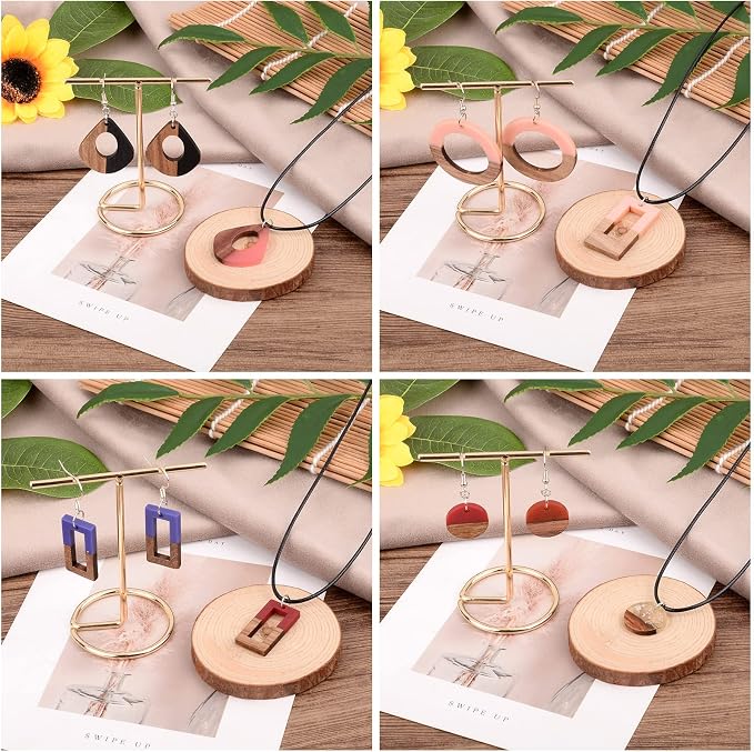 FASHEWELRY 12Pcs Resin & Wood Pendants Two Tone Flat Round/Ring/Rectangle/Horse - Image 4