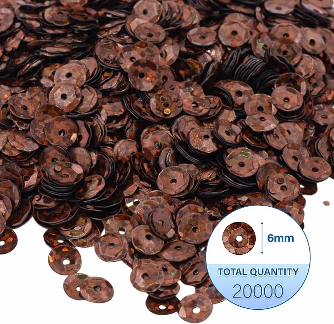 Mandala Crafts 6mm Cup Holographic Bronze Sequins - Image 3