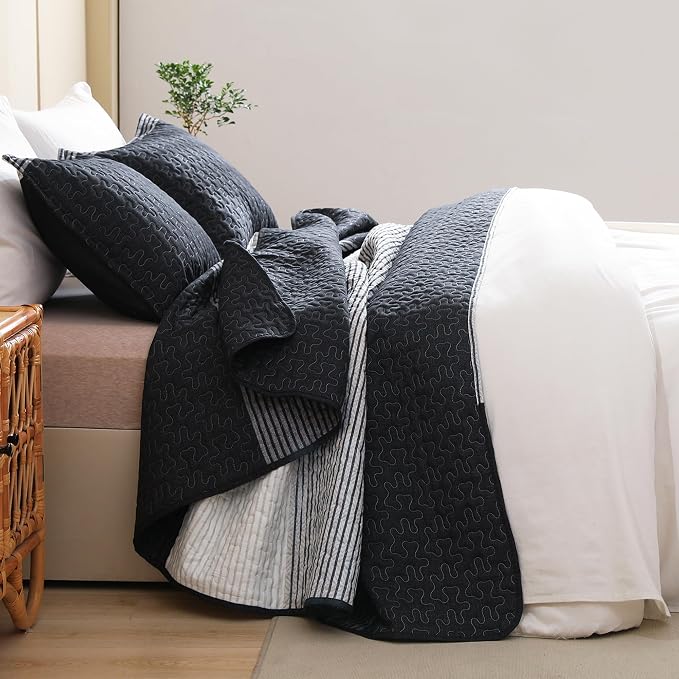Litanika Quilt King Size Black, Soft Lightweight Polyester Comforter Bedding Set - Image 2