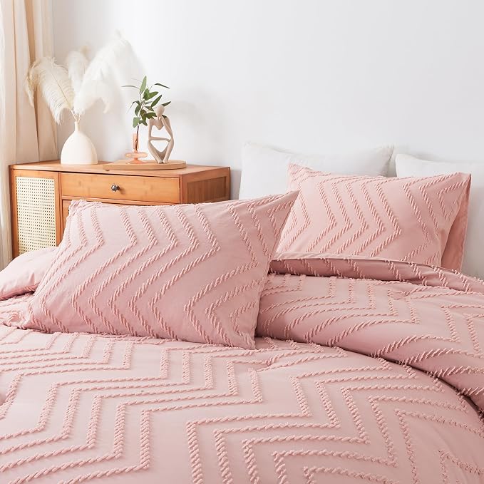 Andency Pink Comforter Set King, Boho Cute Girls Women Soft Fluffy Warm - Image 6