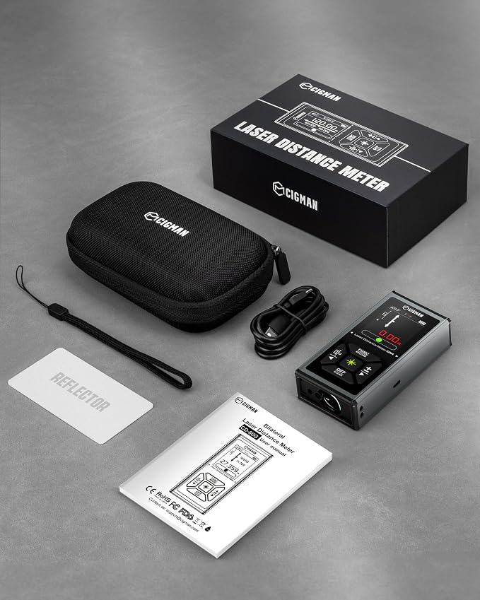 Laser Measurement Tool, CIGMAN 393ft/120M Bilateral Green Laser Distance - Image 9