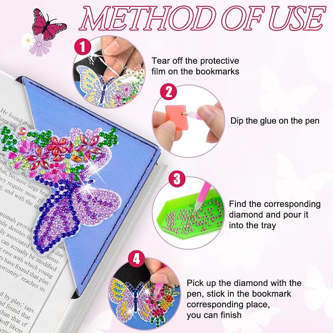 WIVICO 8Pcs Diamond Painting Bookmarks, Diamond Pearl Art Kits - Image 6