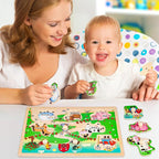 SYNARRY Wooden Puzzles for Toddlers 1-3, 6XSET Animals Puzzles for Toddlers 2-4 - Image 6