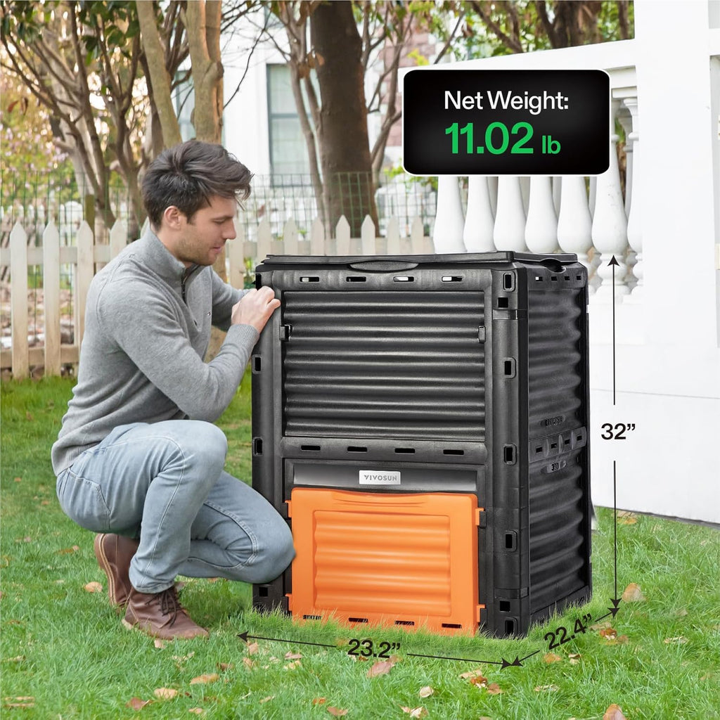 VIVOSUN Compost Bin 80Gallon (300L), Outdoor Composter W/Large Capacity & Easy Assembling, Compost Barrel for Fast Creation of Fertile Soil