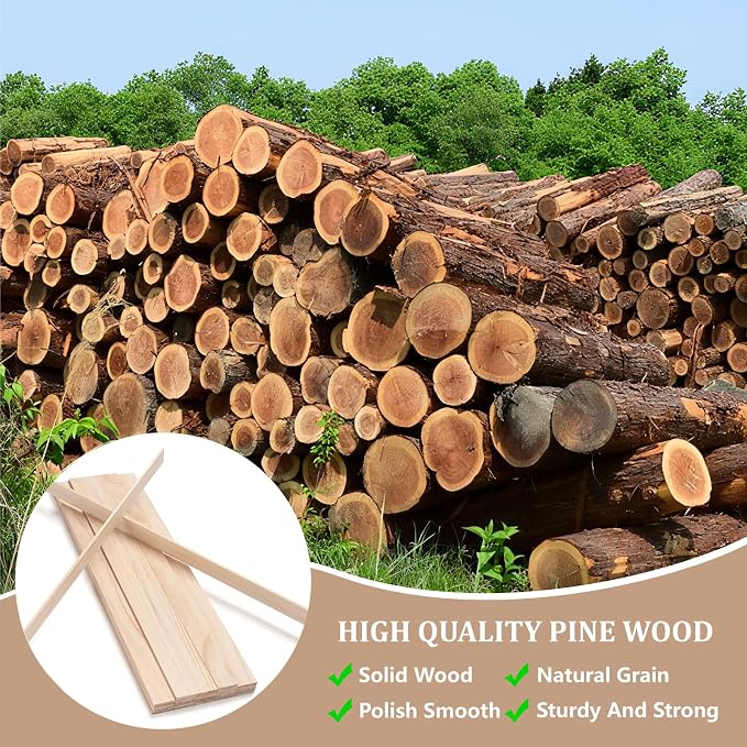 Wooden Dowels for Crafts, Wood Slats Trim Strips for Wall 1/8" × 1" × 17.5" - Image 4