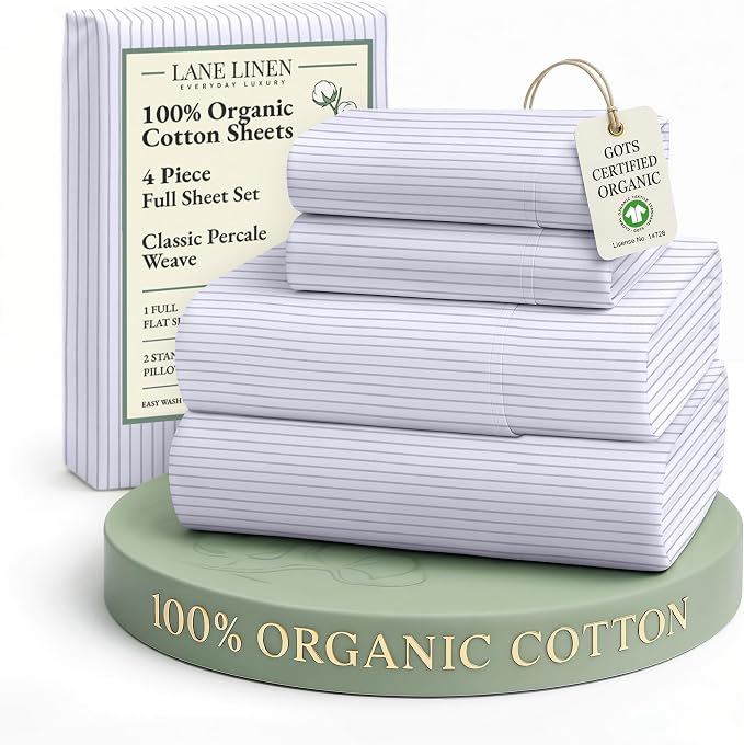 LANE LINEN 100% Organic Cotton Full Sheet Set, Low Pilling Fade Resistant by LaneLinen