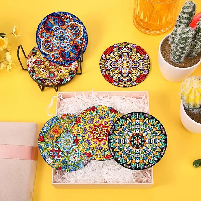 EWJRNSF 10 PCS Mandala Diamond Art Coasters Kit - Image 3