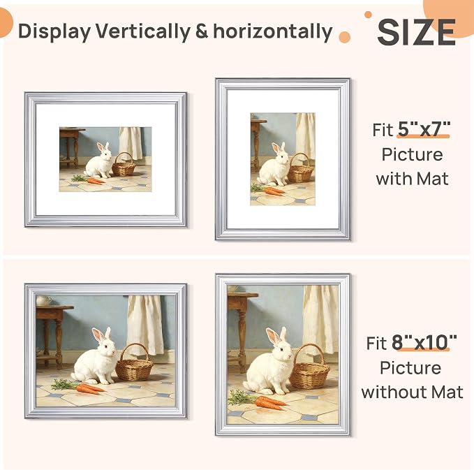 upsimples 8x10 Picture Frame, Vintage Frames Decor, Wall or Tabletop Display - Image 2