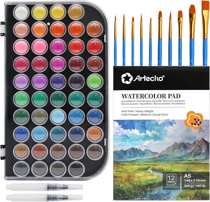 Artecho 48 Colors Watercolor Paint Set by Artecho