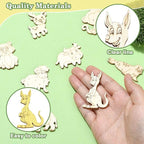 100 Pcs Unfinished Wooden Animal Cutouts Cute Blank Wood Slices - Image 3