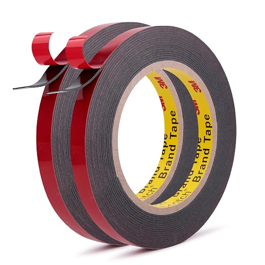 3M Automotive Acrylic Plus Tape, 0.39" x 18Ft, Dark Gray, 2 Pack | Double Sided by AdhesiveTapeAppliedtoLife