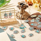 27Pcs Alloy Synthetic Turquoise Chandelier Component Links Charms, Vintage - Image 3