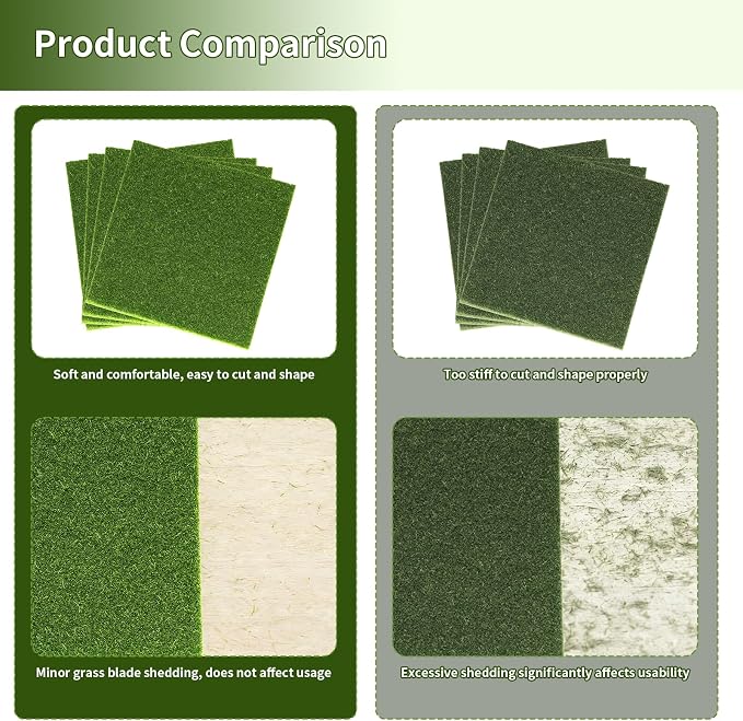 4Pcs 6x6 Inch Fake Grass for Crafts, Miniature Artificial Grass | Premium - Image 4