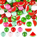 Qunclay 200 Pcs Summer Watermelon Wooden Beads Multi Colored Wooden Beads Bulk by Qunclay