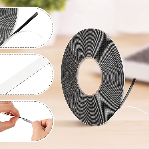Tatuo 2 Rolls Double Sided Foam Tape 1/4 Inch by 50 Feet Black PE Foam Tape - Image 4