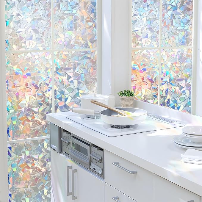 HIDBEA Window Privacy Film Static Clings, Rainbow Window Film, 3D Decals - Image 8