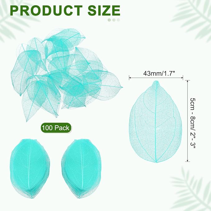 uxcell 100 Pcs Blue Skeleton Leaves - Image 2