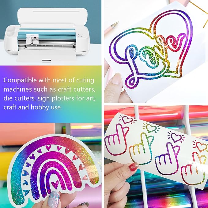 TECKWRAP Sparkle Permanent Vinyl Rainbow Holographic Chrome Adhesive Vinyl 1ft - Image 7