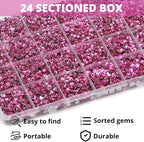 32000Pcs Dark Pink Rhinestones for Bedazzling, Mixed Sizes 2, 6mm Flatback Gems - Image 3