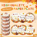 Funnymoom 60 Pcs 7 Inch Happy Friendsgiving Paper Plates Give Thanks Plates - Image 2