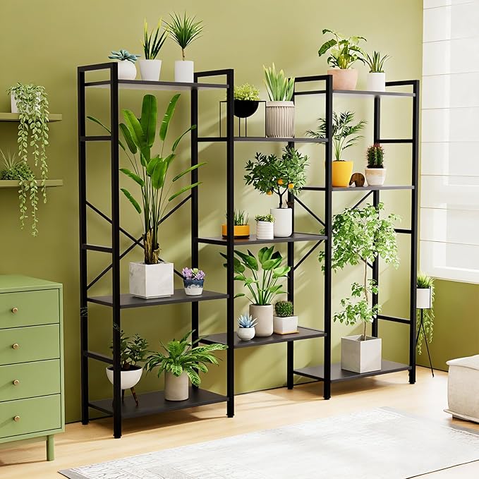 GRUSIGN Triple 4 Tier Book Shelf, Modern Bookcase Shelf, Freestanding Large - Image 4
