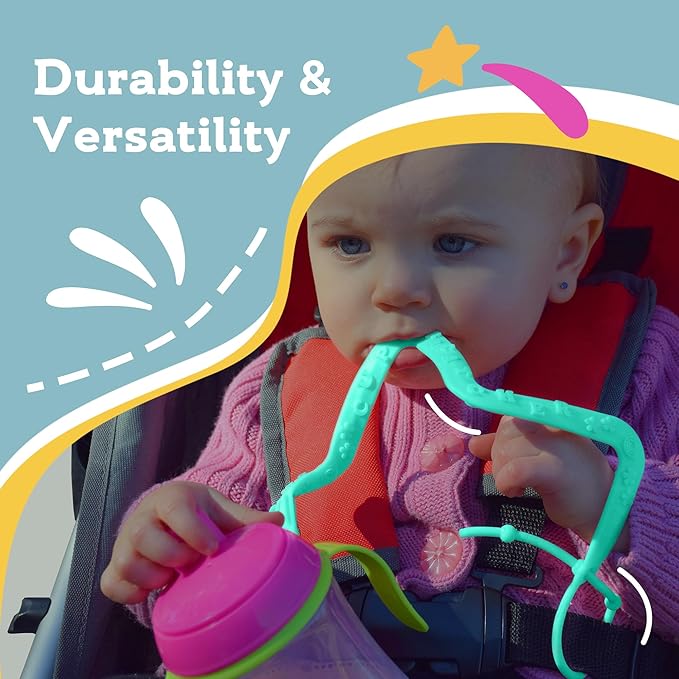 Brilli Baby Cup Catcher Patented Safety Tether Strap, Attach Sippy Cups, Bottles, Pacifiers & More to Stroller, High Chair, Car Seat, Made in USA, Food Grade, Dishwasher Safe (Lime Green)