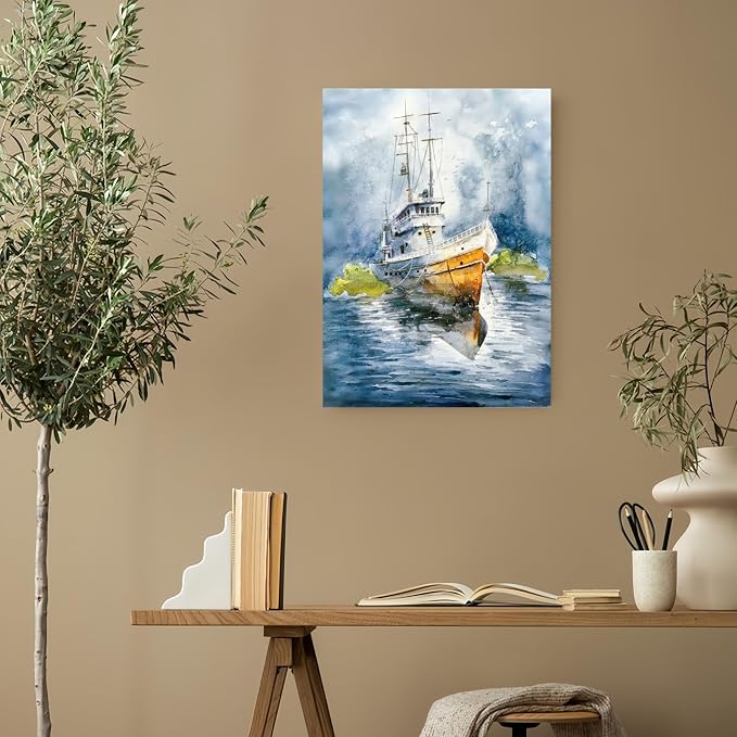 GXGLLPZBY Painting by Numbers for Adults Beginner, Ship Paint by Number Kits on - Image 3