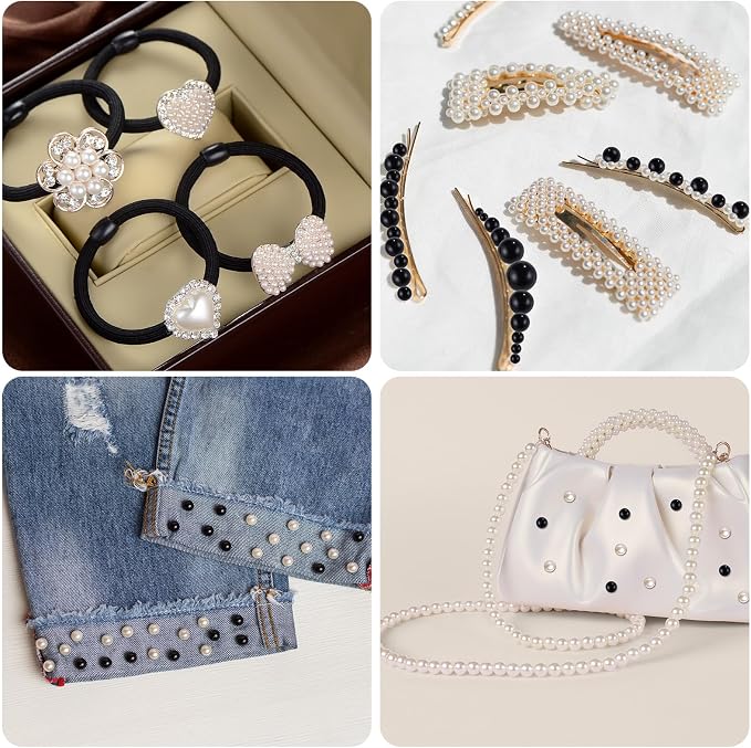 2230pcs Black and White Pearl Beads, 5 Sizes Round Pearls Beads - Image 4