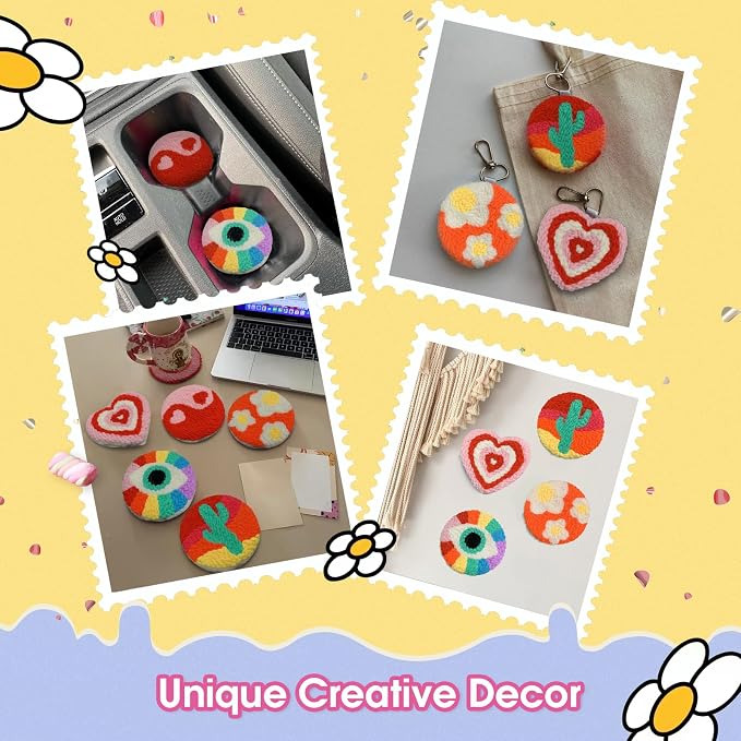 yuegool 6PCS Energy Punch Needle Coasters Kit, Easy DIY Punch Needle Embroidery - Image 5