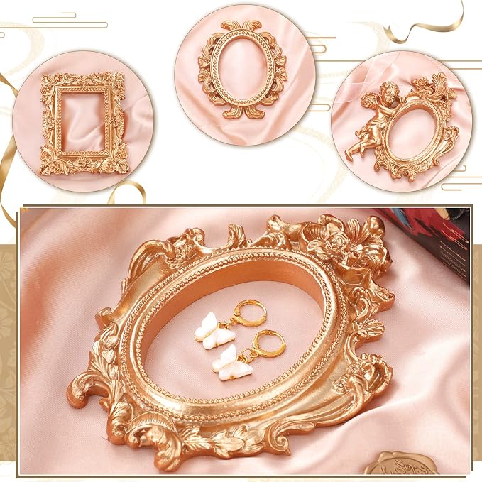 Yulejo 10 Pcs Vintage Gold Mini Frames Set, Baroque Victorian Ornate Decorative - Image 2