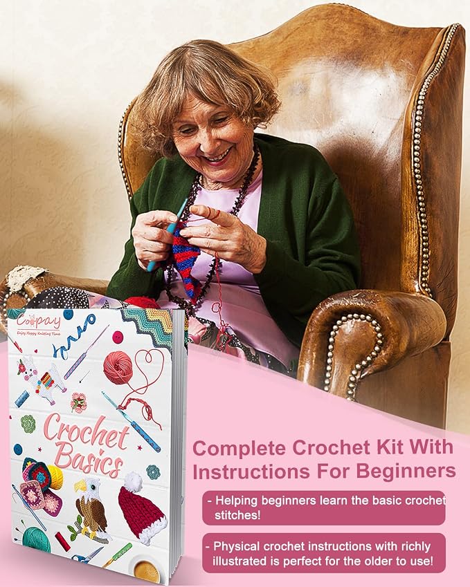 Coopay Crochet Kit for Beginner Adult, 16 Colors Yarn Crochet Animal Kit - Image 3