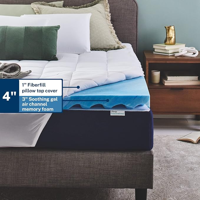Sleep Innovations Dual Layer 4 Inch Memory Foam Mattress Topper, Twin Size - Image 3