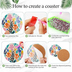 EWJRNSF 8 PCS Diamond Art Coasters Kit, Small Diamond Painting Coasters - Image 3