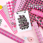 Tintnut Black Pink Plaid Permanent Vinyl, waterproof, easy peel & stick - Image 7