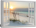 LRTNMTJ Beach Window Sunset Canvas Wall Art Fake Window Ocean Coastal Wall by LRTNMTJ