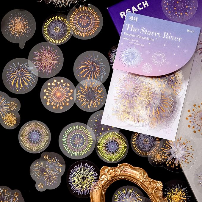 Yoksas 180Pcs Gold Foil Fantasy Fireworks Stickers Set - Image 3