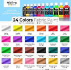 Nicpro 24 Colors Fabric Paint, Permanent Soft Fabric Paint Set - Image 7
