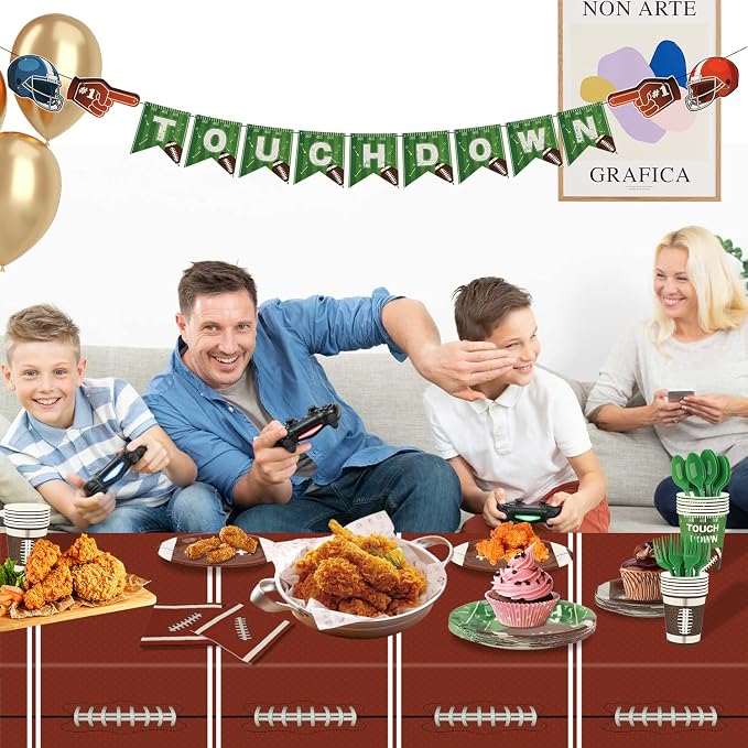 171 PCS Football Party Supplies Kit, Disposable Tableware Plates Napkins Cups - Image 6