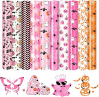Tintnut Pink Halloween Heat Transfer Vinyl, pumpkins & bats patterned HTV by Tintnut