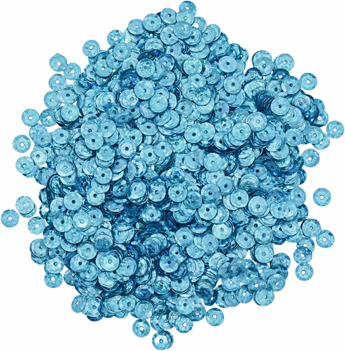 Mandala Crafts 6mm Cup Round Holographic Teal Sequins - Image 2