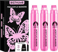 BIGTHUMB 3 Pcs Pink Jumbo Permanent Markers: 15mm Wide Tip Thick Acrylic Paint by BIGTHUMB