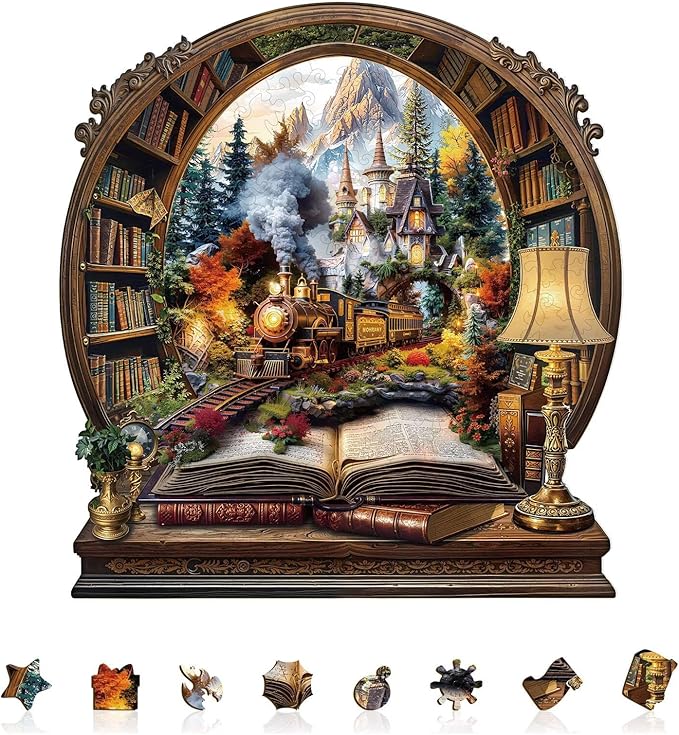 Train Within The Book Puzzles Adults Gifts by Jollitot