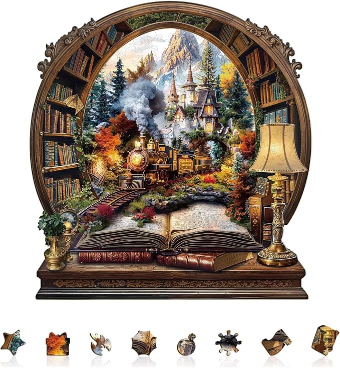 Train Within The Book Puzzles Adults Gifts by Jollitot