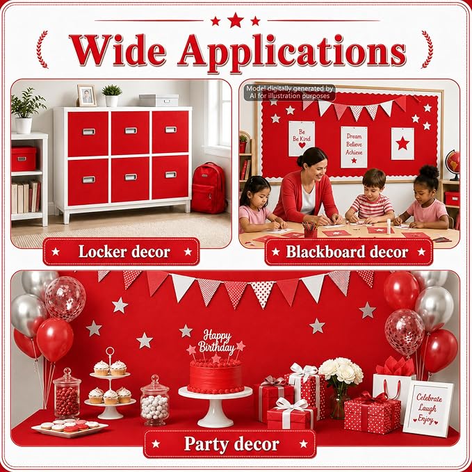 Red Bulletin Board Roll Non-Woven Fabric Poster 16in X 20ft | Back to School - Image 7