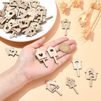 100 pcs Mixed Styles House Theme Unfinished Wood Cutout Charms Lovely Home Wood - Image 4