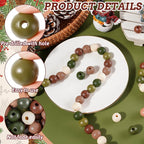 Whaline 240Pcs Christmas Wooden Beads Brown Green Beige Round Loose Bead - Image 3