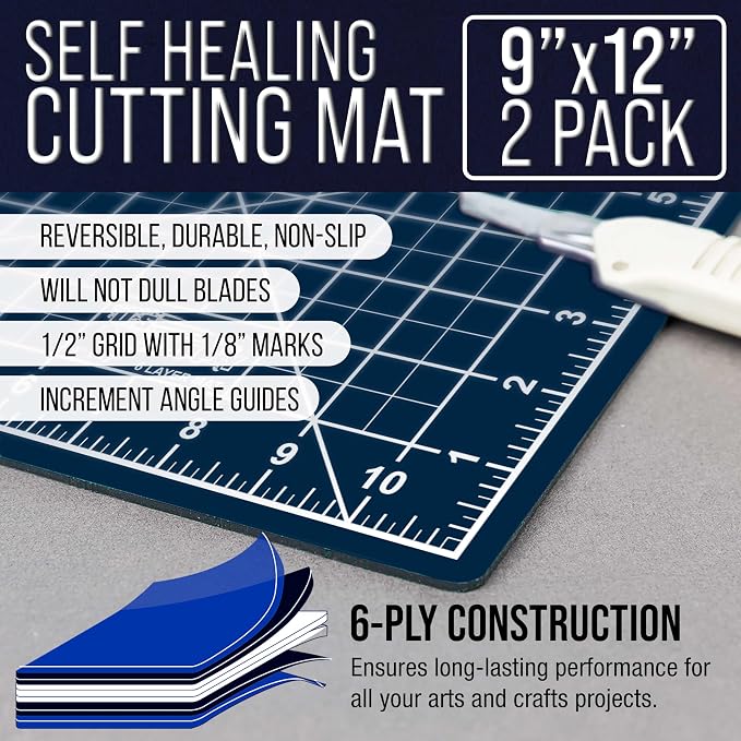 U.S. Art Supply 9" x 12" Self-Healing Cutting Mat 5-Ply - Image 2